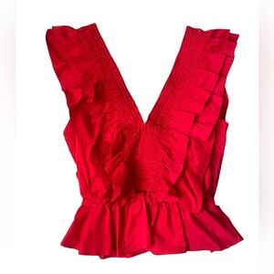 Strut & Bolt Red V-Neck Blouse